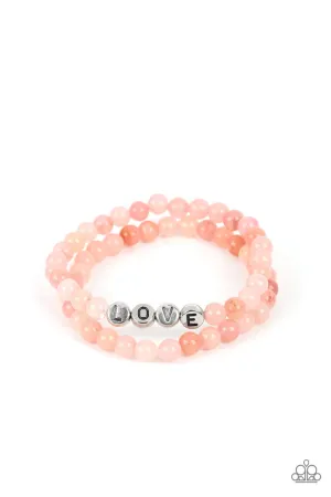 Devoted Dreamer - Pink - Beaded L-O-V-E Love Inspirational Paparazzi Stretchy Bracelet
