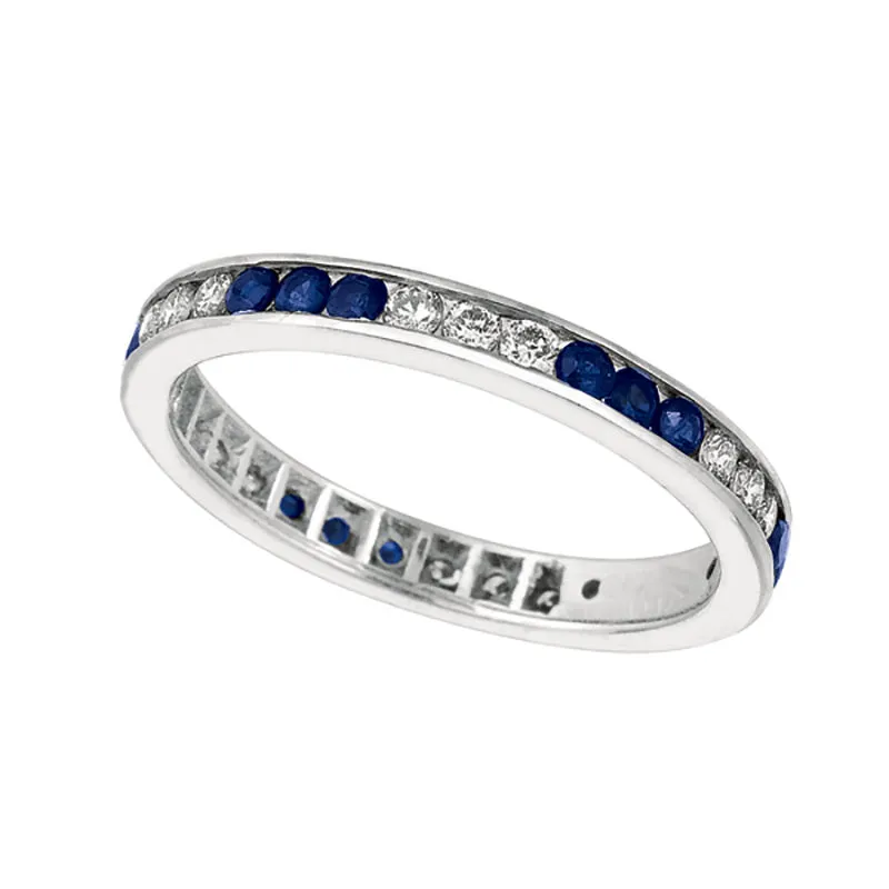 DIAMOND & SAPPHIRE ETERNITY RING 14K GOLD (1.03 CTW)