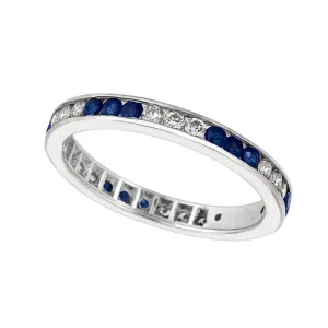 DIAMOND & SAPPHIRE ETERNITY RING 14K GOLD (1.03 CTW)