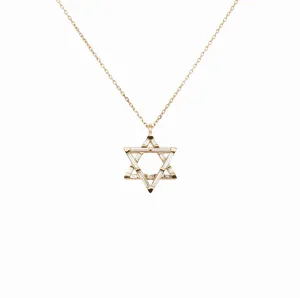 Diamond Baguette Star of David Necklace