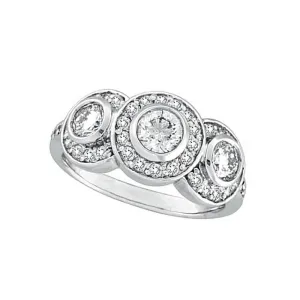 DIAMOND BEZEL 3 THREE STONE RING 14K GOLD (1.25 CTW) 9 mm width