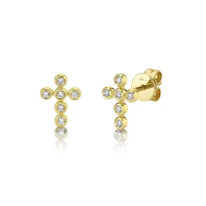 Diamond Bezel Cross Studs