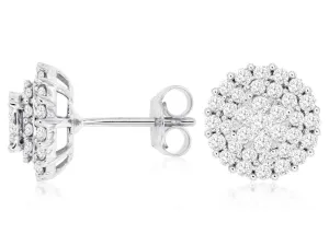 Diamond Cluster Design Stud Earrings