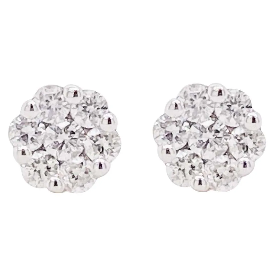 Diamond Cluster Stud Earrings