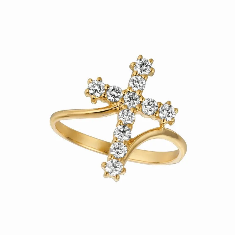 DIAMOND CROSS RING 14K GOLD (0.51 CTW)