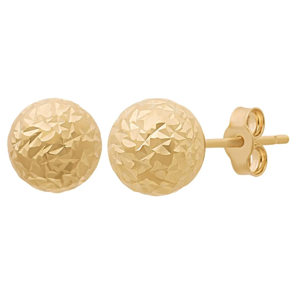 Diamond Cut Round Ball Stud Earrings in 9ct Yellow Gold 7mm