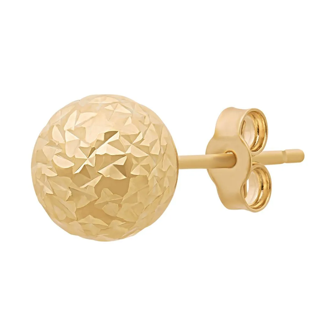 Diamond Cut Round Ball Stud Earrings in 9ct Yellow Gold 7mm