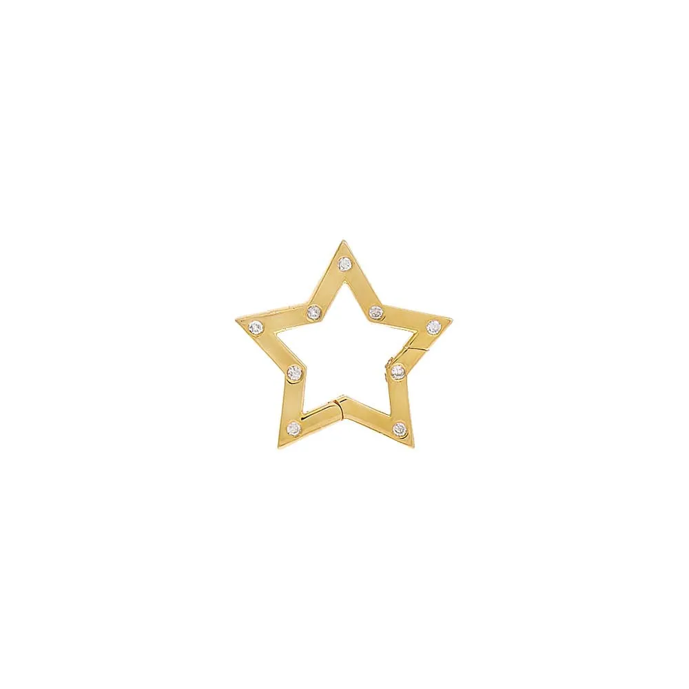 Diamond Dotted Star Charm Connector Clasp 14K