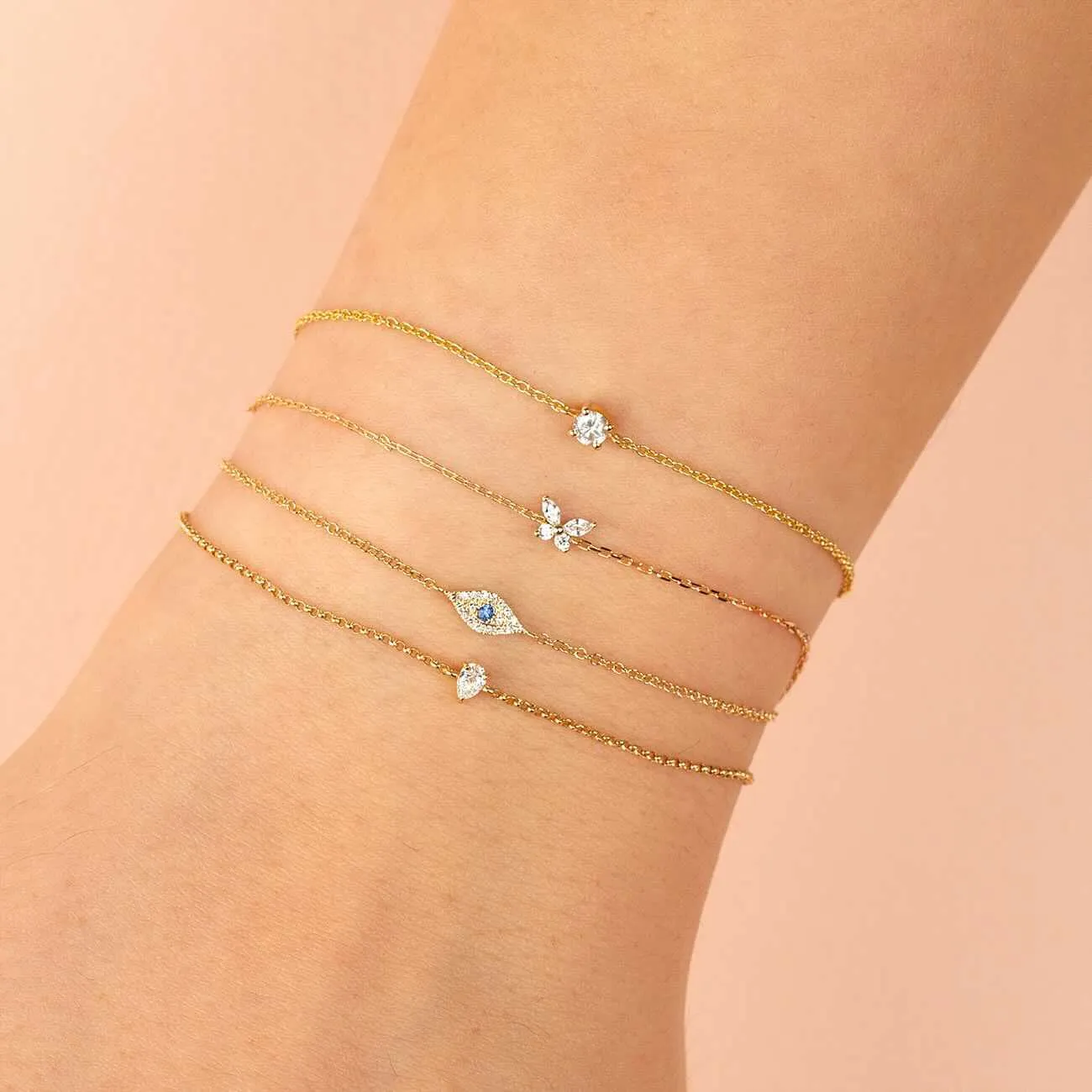Diamond Evil Eye Bracelet 14K