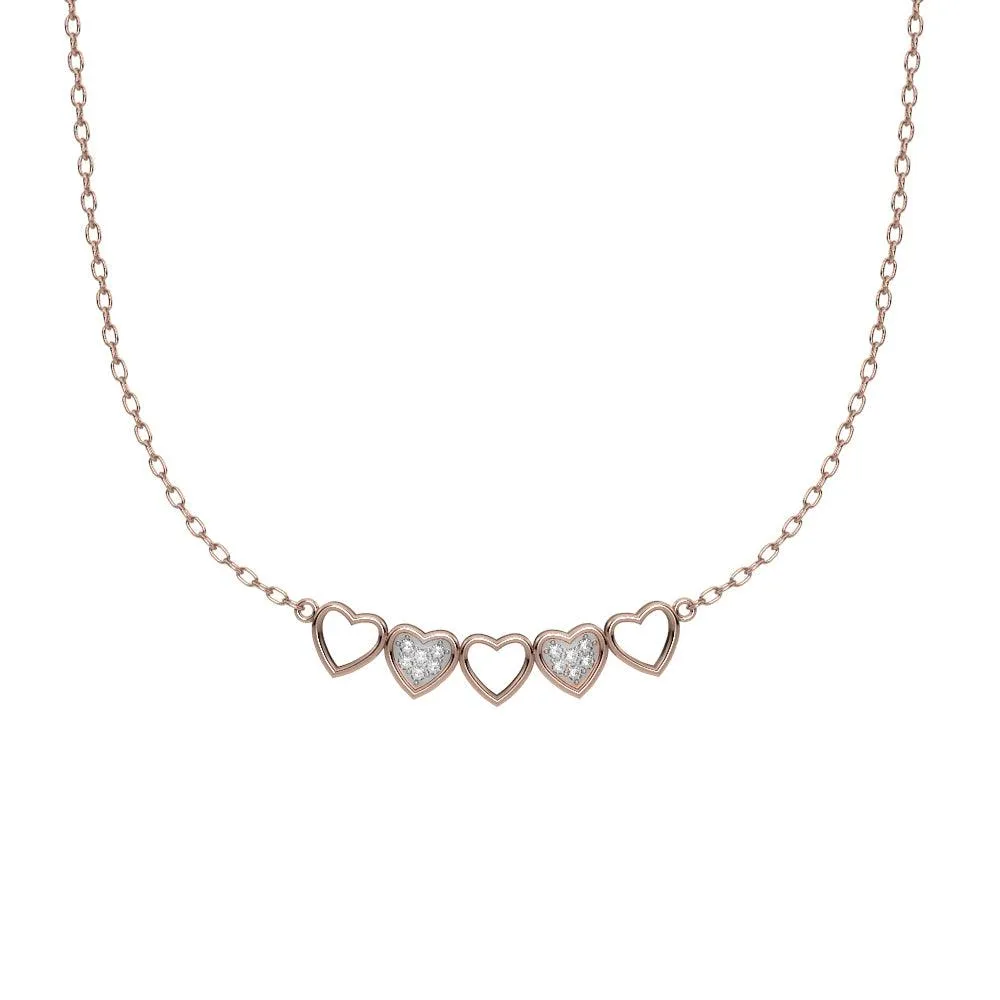 Diamond Fashion Heart Necklace in 10K Rose Gold