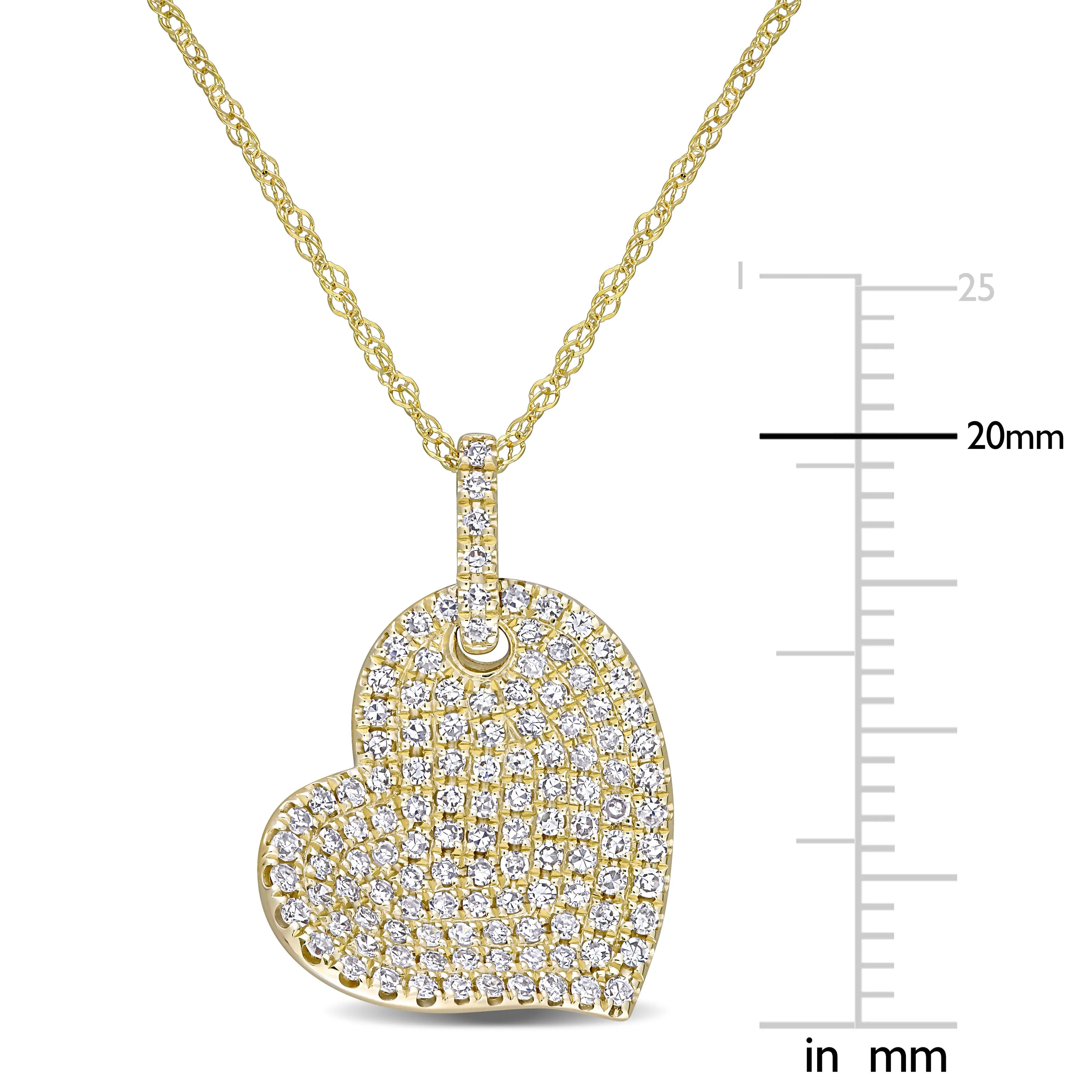 Diamond Filled Tilted Heart Pendant 1/2CT