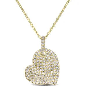 Diamond Filled Tilted Heart Pendant 1/2CT