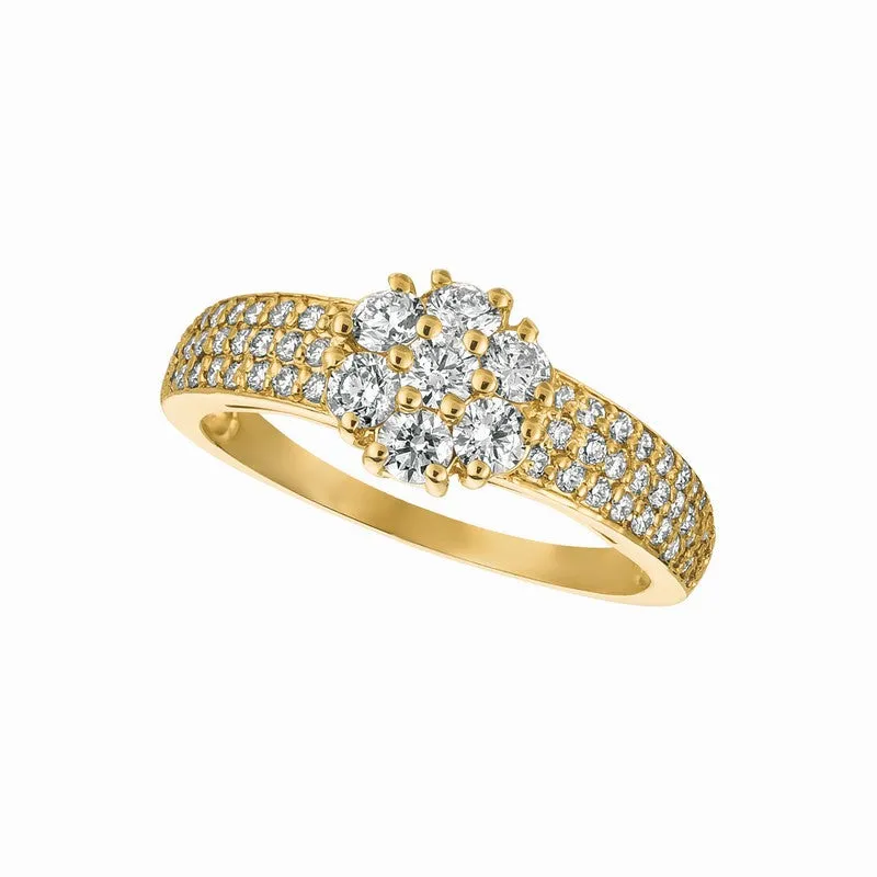 DIAMOND FLOWER RING 14K GOLD (1.01 CTW)