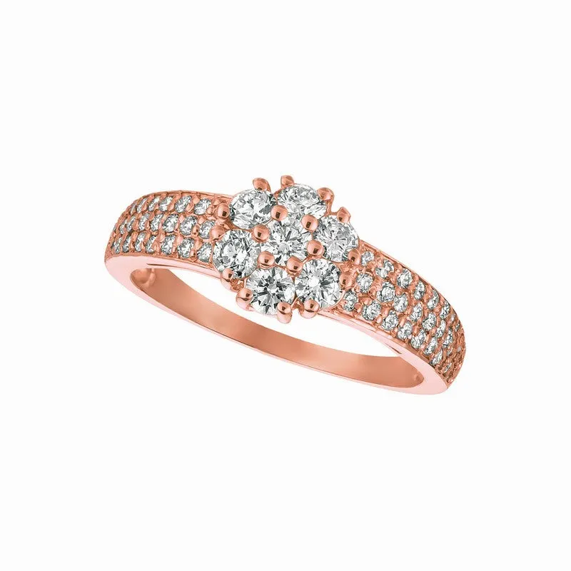 DIAMOND FLOWER RING 14K GOLD (1.01 CTW)