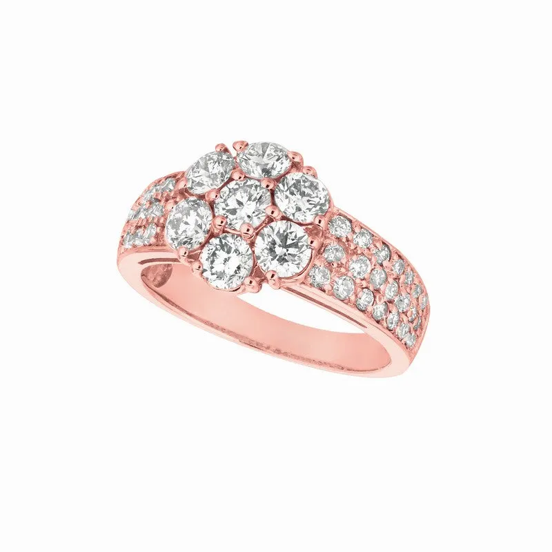 DIAMOND FLOWER RING 14K GOLD (2.02 CTW)