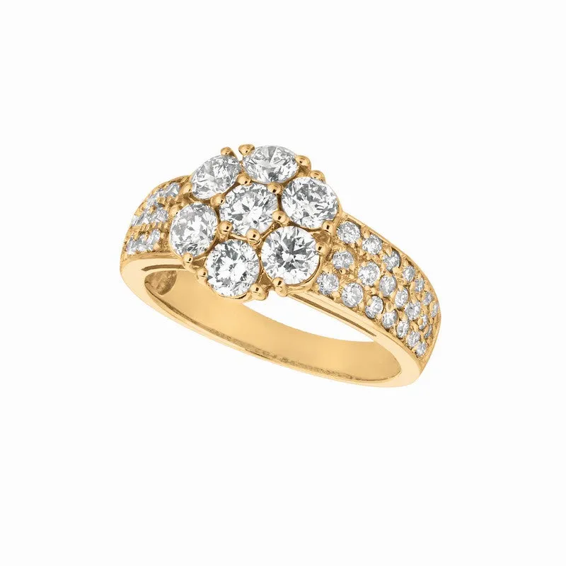 DIAMOND FLOWER RING 14K GOLD (2.02 CTW)