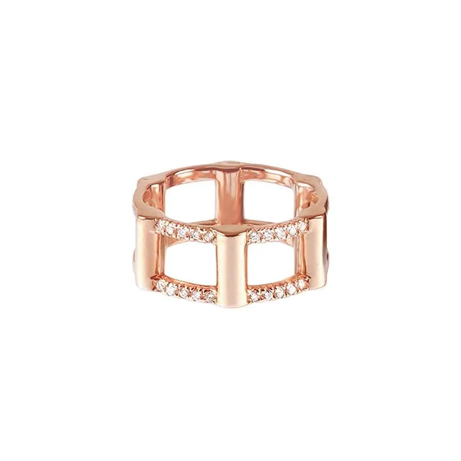 Diamond Half Cage Ring | Rose Gold