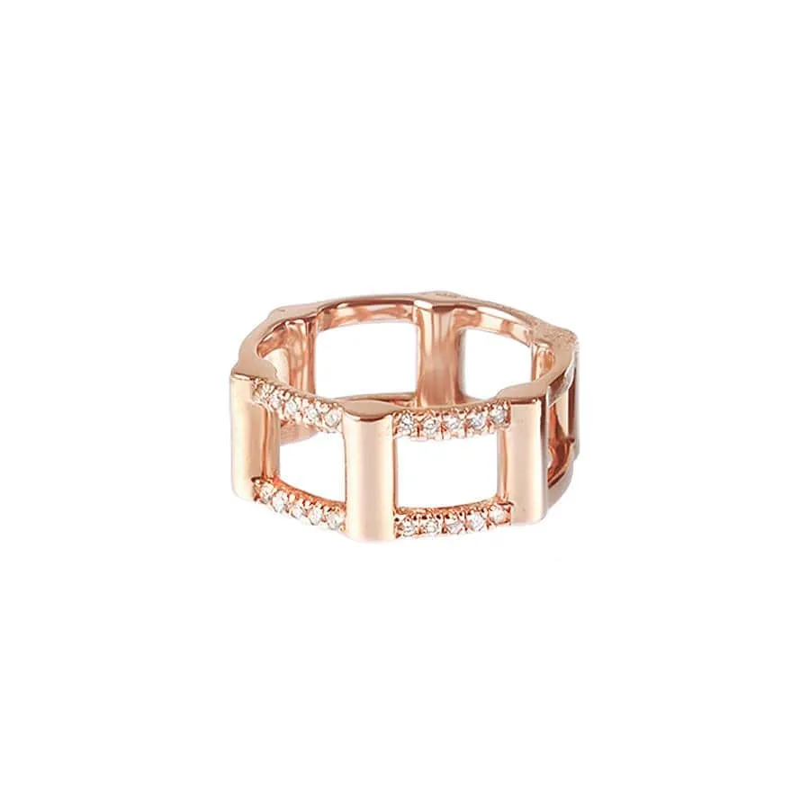 Diamond Half Cage Ring | Rose Gold