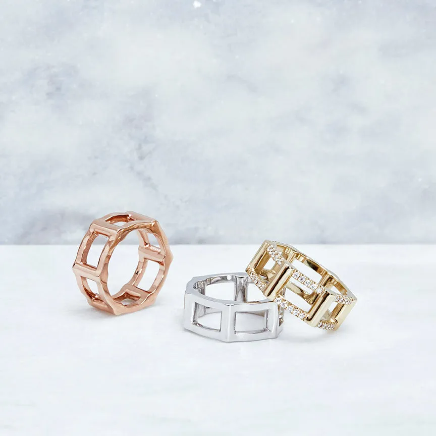 Diamond Half Cage Ring | Yellow Gold