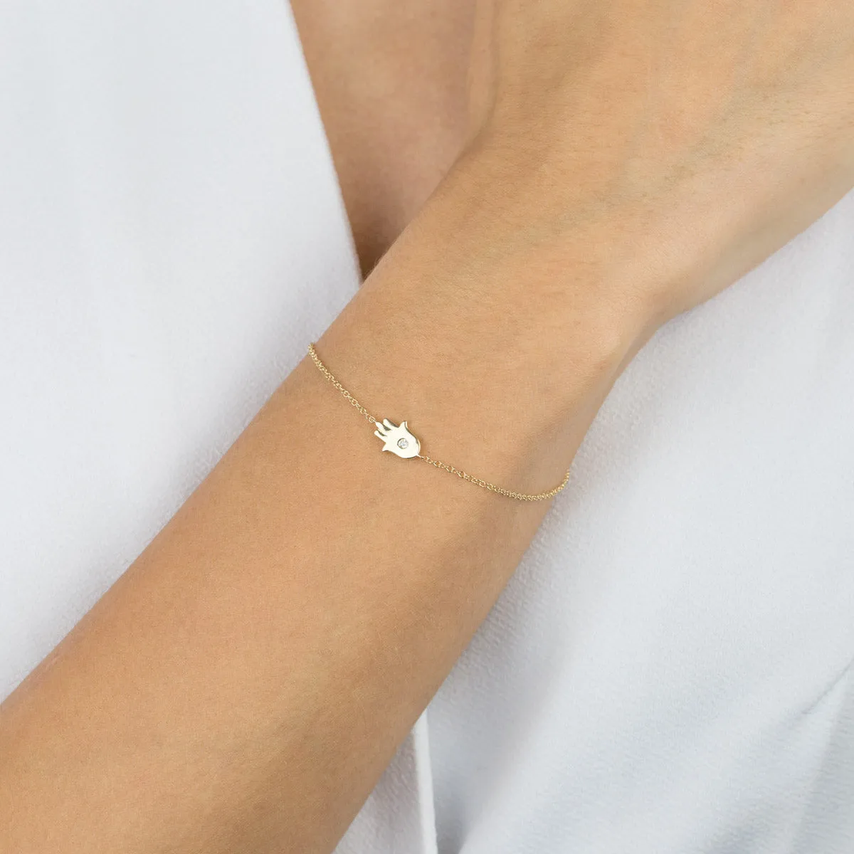 Diamond Hamsa Bracelet 14K