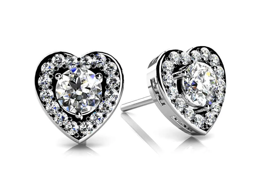 Diamond Heart Diamond Studs with 0.88 ct. (2X0.31 ct. center diamonds)