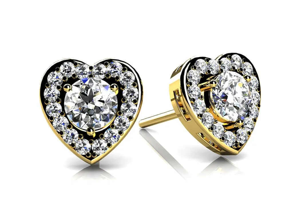 Diamond Heart Diamond Studs with 0.88 ct. (2X0.31 ct. center diamonds)