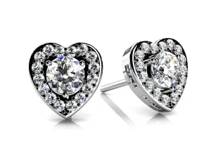 Diamond Heart Diamond Studs with 0.88 ct. (2X0.31 ct. center diamonds)