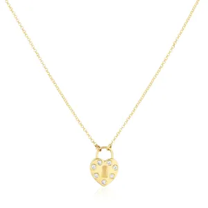 diamond heart lock necklace