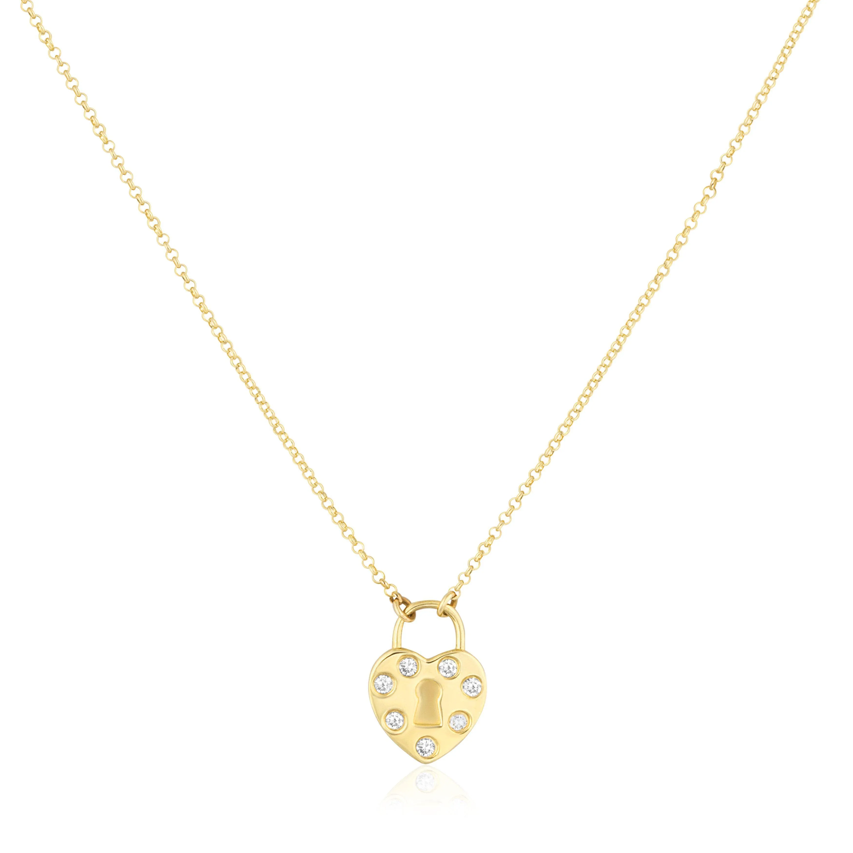 diamond heart lock necklace