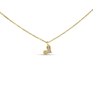 Diamond Heart Necklace - 14 karat gold diamond necklace, diamonds 0.05ct