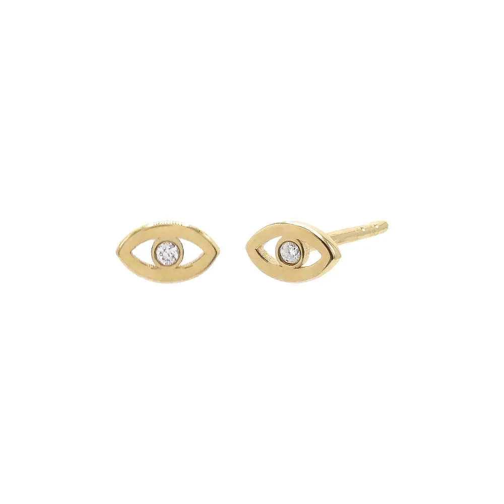 Diamond Mini Evil Eye Stud Earring 14K