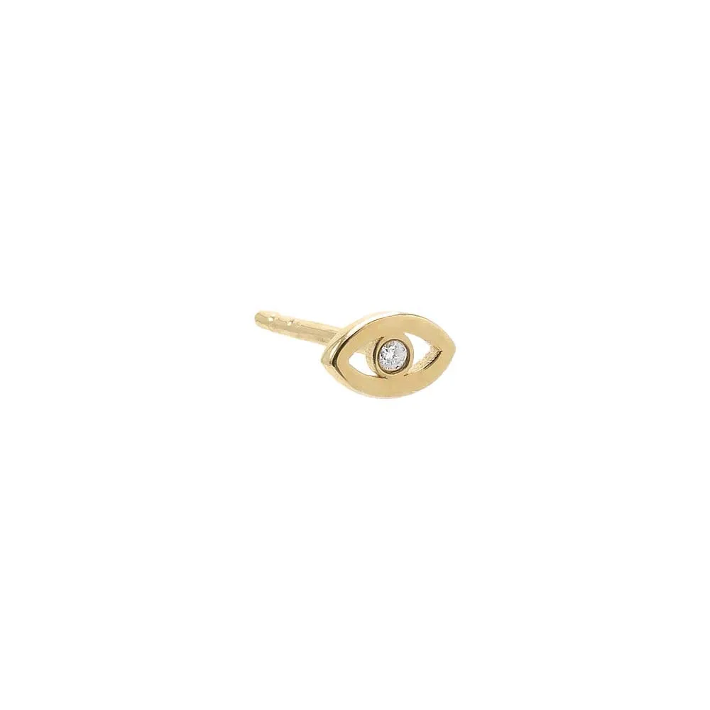 Diamond Mini Evil Eye Stud Earring 14K