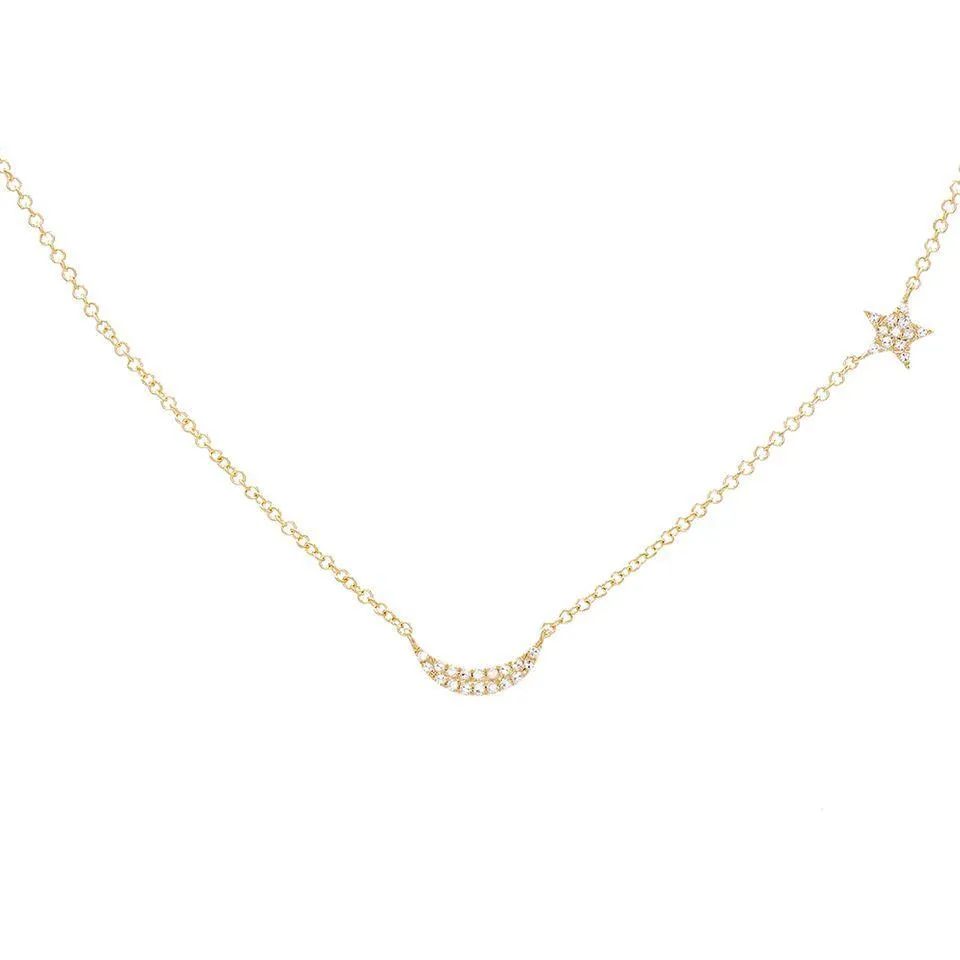Diamond Moon & Star Necklace 14K