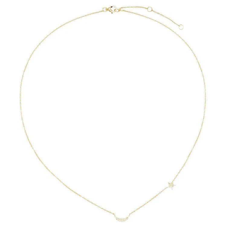 Diamond Moon & Star Necklace 14K
