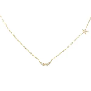 Diamond Moon & Star Necklace 14K