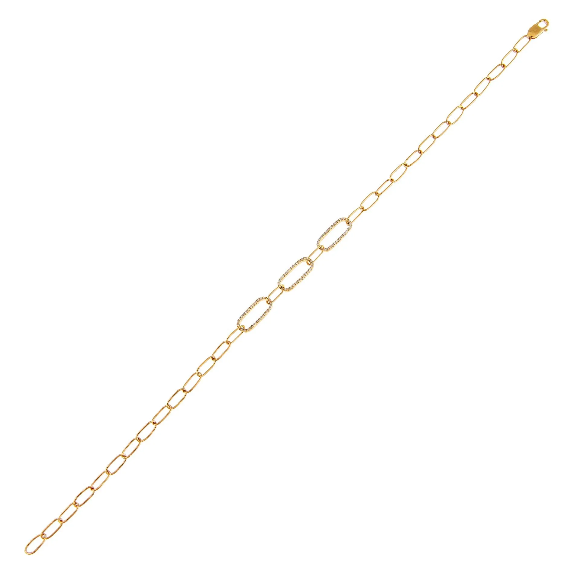 Diamond Paperclip Bracelet 14K