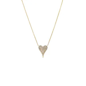 Diamond Pave Elongated Heart Pendant Necklace 14K