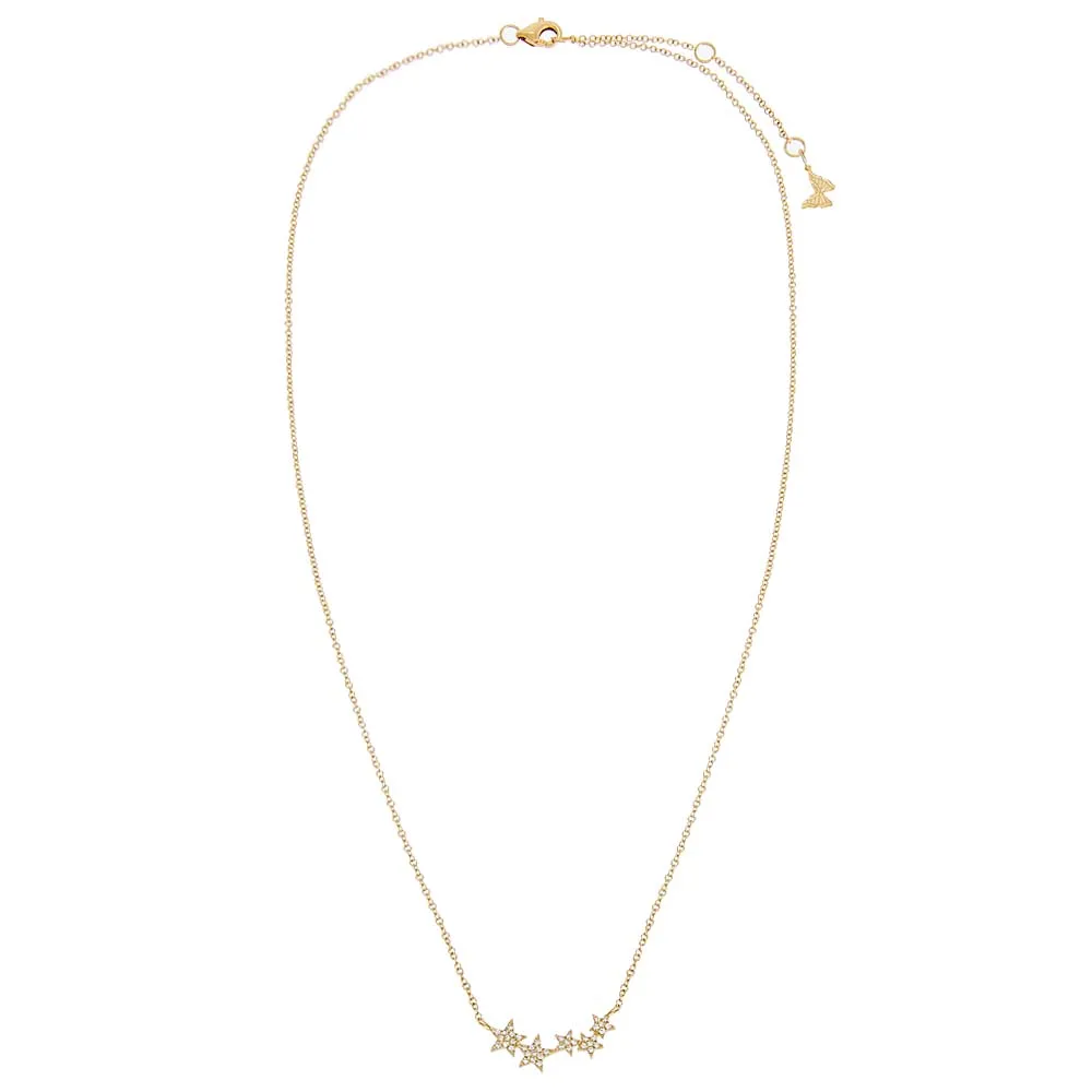 Diamond Pave Multi Star Pendant Necklace 14K