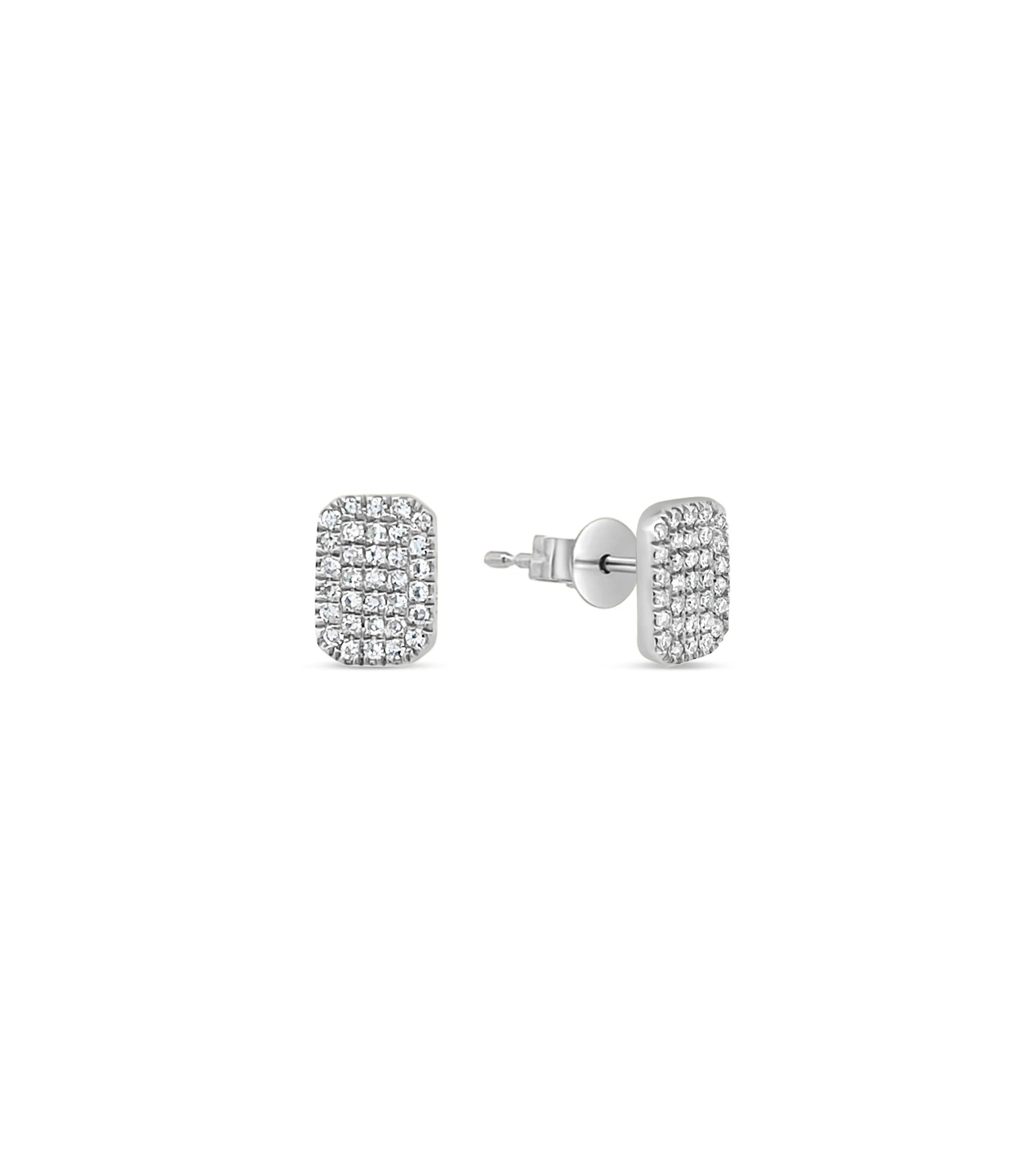 Diamond Rectangle Stud Earring