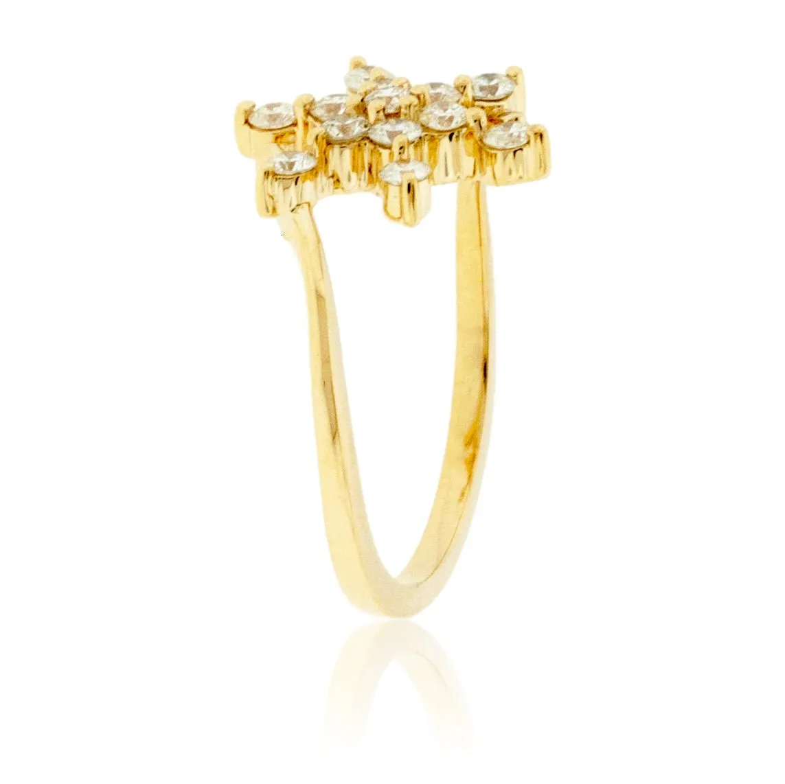 Diamond Snowflake Bypass Ring