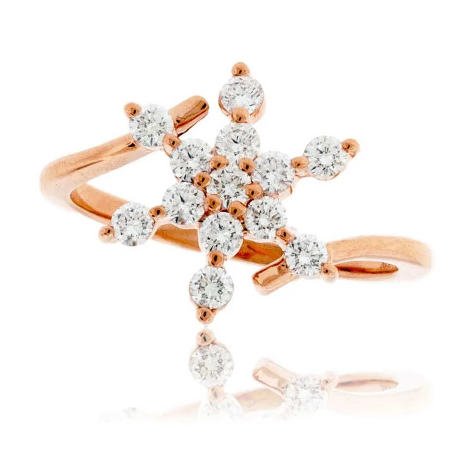Diamond Snowflake Bypass Ring