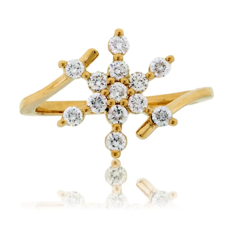 Diamond Snowflake Bypass Ring