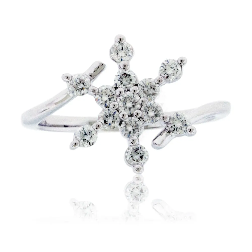 Diamond Snowflake Bypass Ring