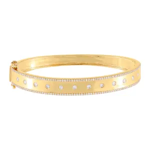 Diamond Solitaire X Pavé Bangle 14K