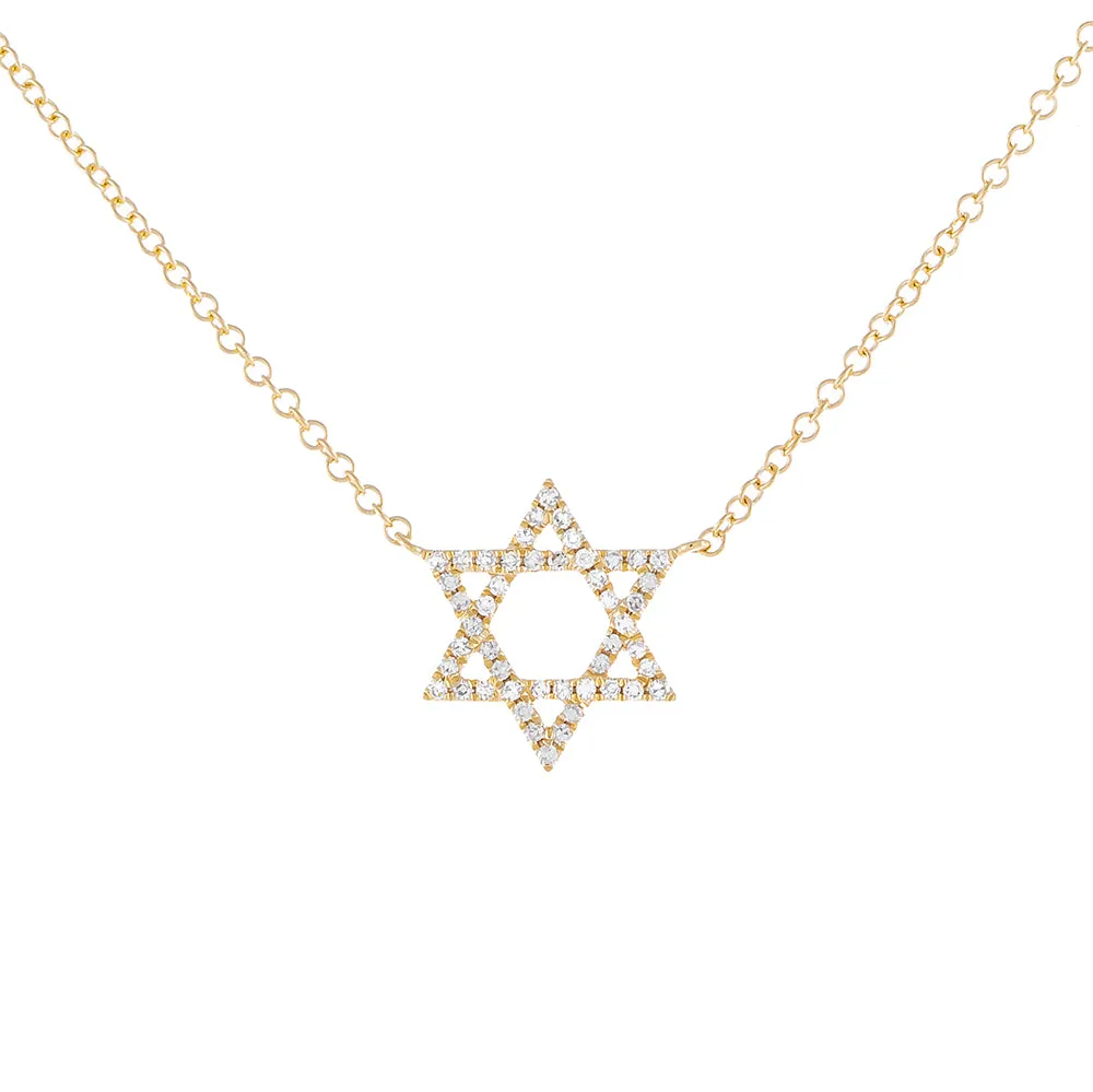 Diamond Star of David Necklace 14K