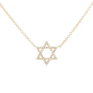 Diamond Star of David Necklace 14K