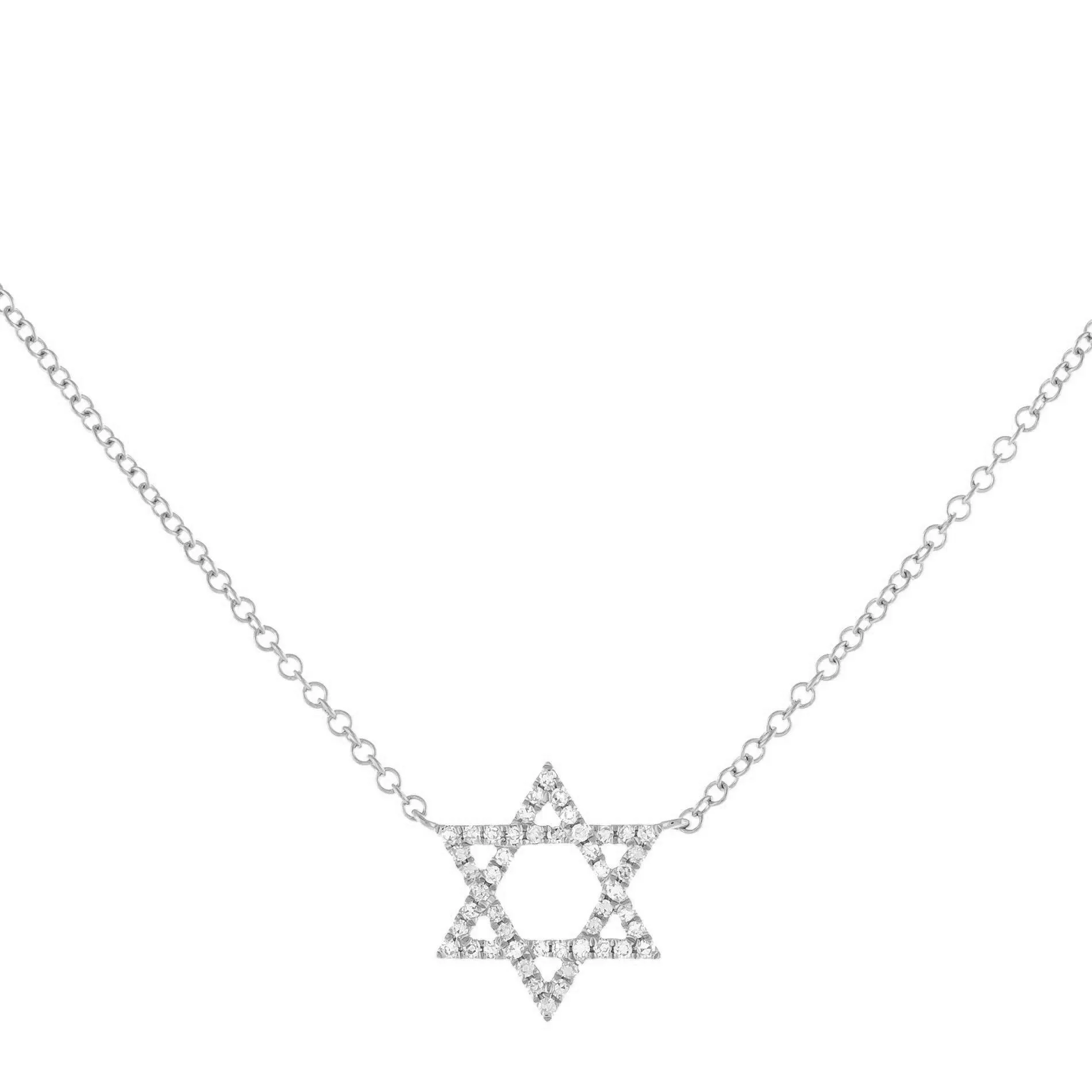Diamond Star of David Necklace 14K
