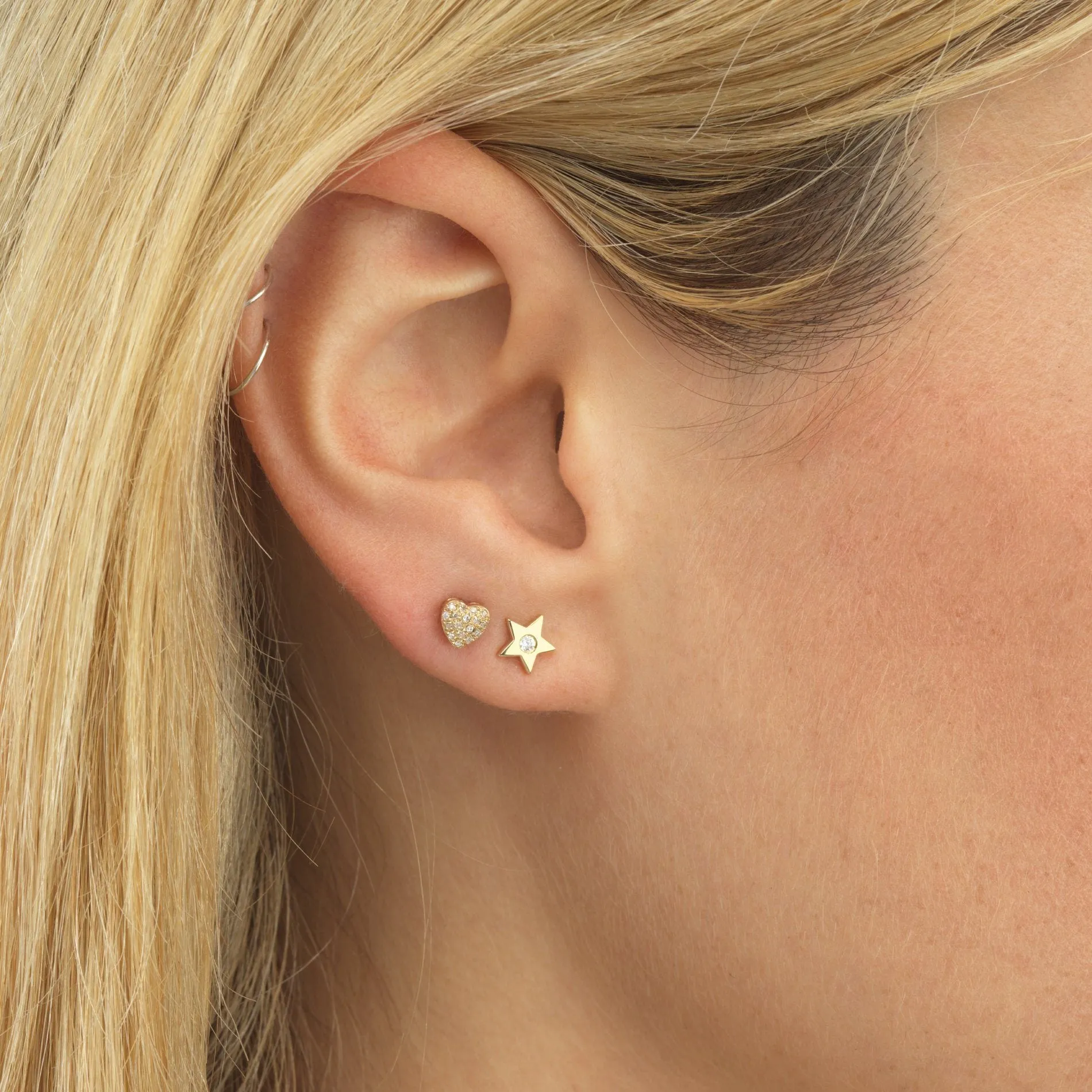 Diamond Stars Stud Earring 14K