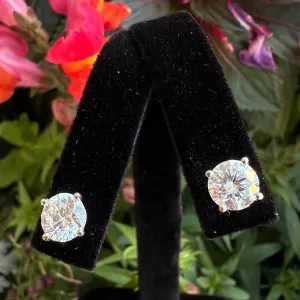 Diamond Stud Earrings 14K White Gold 3.06 Total Carats