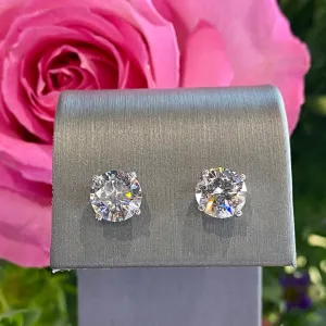 Diamond Stud Earrings 14K White Gold 4.42 Total Carats
